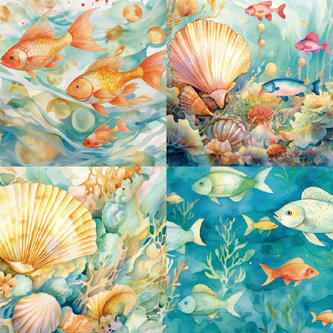 24PCS 6" Aquarium Scrapbook & Cardstock Paper