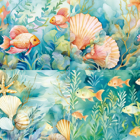 24PCS 6" Aquarium Scrapbook & Cardstock Paper