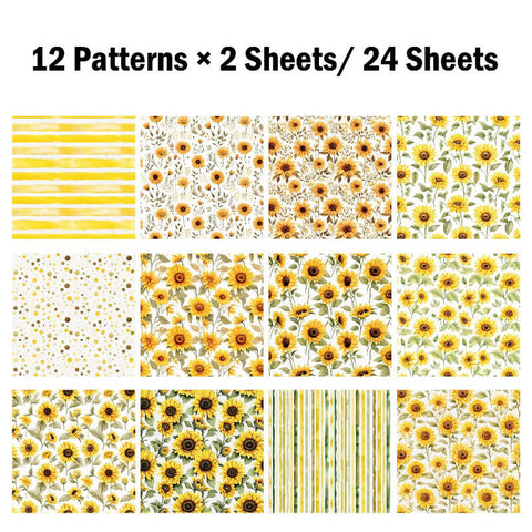 24PCS 6" Blooming Sunflowers Scrapbook & Cardstock Paper