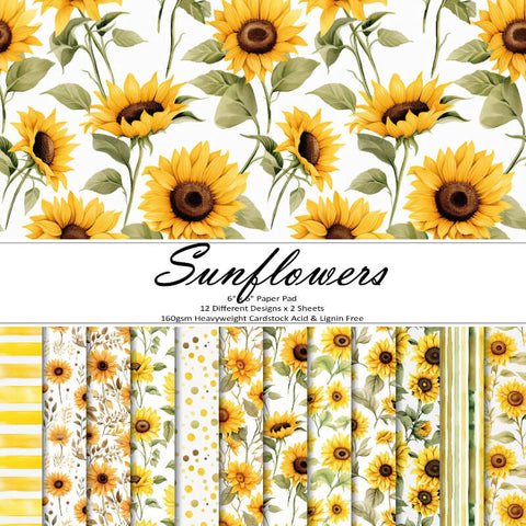 24PCS 6" Blooming Sunflowers Scrapbook & Cardstock Paper