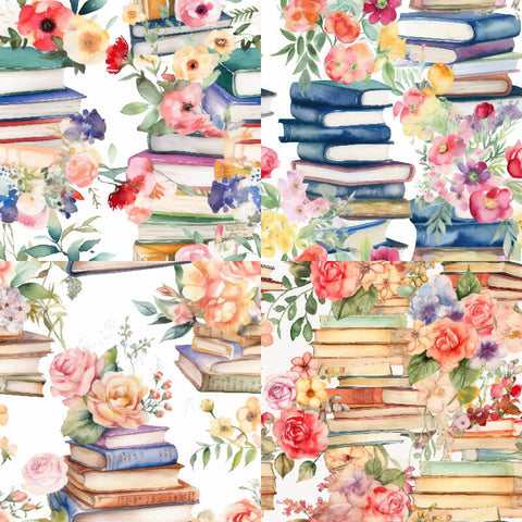 24PCS 6" Books and Flowers Scrapbook & Cardstock Paper