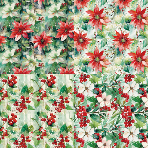 24PCS 6" Christmas Flowers Scrapbook & Cardstock Paper