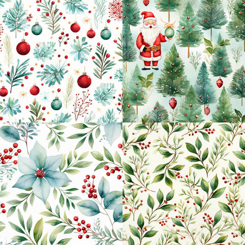 24PCS 6" Christmas Green Plants Scrapbook & Cardstock Paper