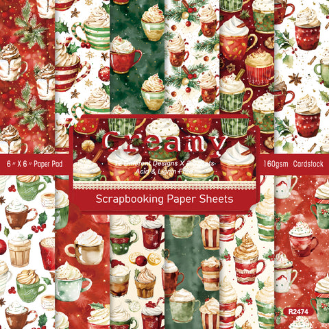 24PCS 6" Christmas Latte Scrapbook & Cardstock Paper