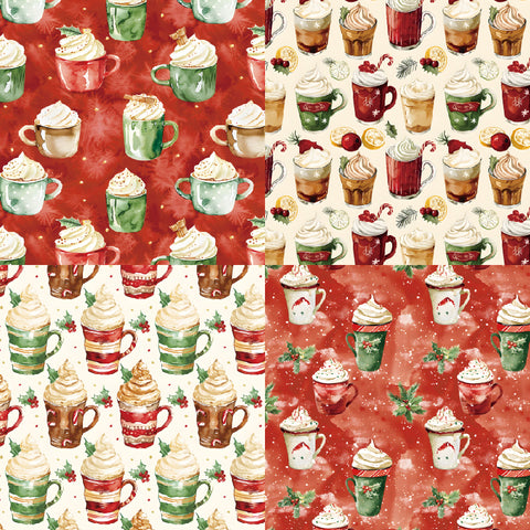 24PCS 6" Christmas Latte Scrapbook & Cardstock Paper