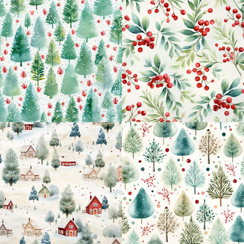 24PCS 6" Christmas Pine Needle Scrapbook & Cardstock Paper