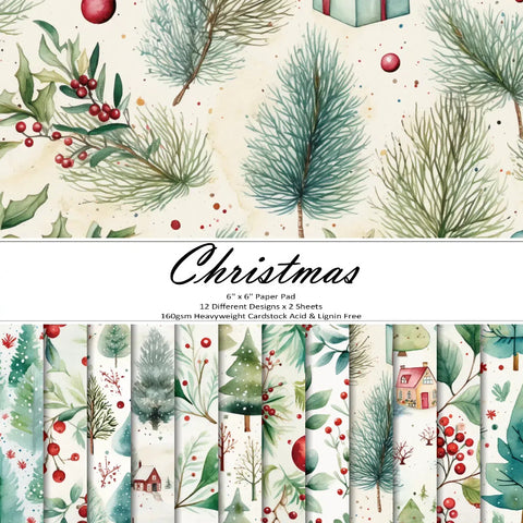 24PCS 6" Christmas Pine Needle Scrapbook & Cardstock Paper