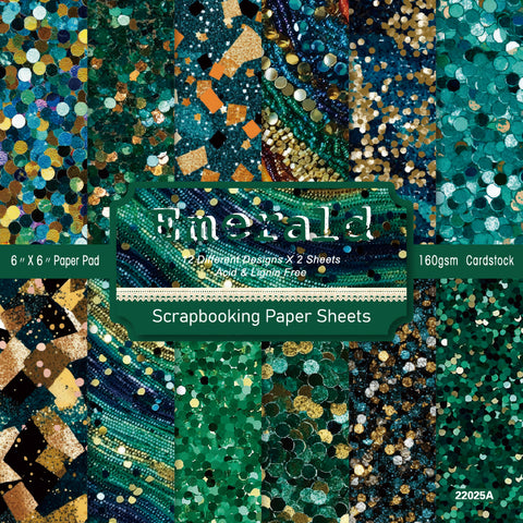 24PCS 6" Emerald Style Scrapbook & Cardstock Paper