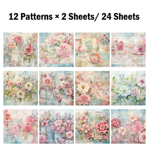 24PCS 6" Flowers in Garden Scrapbook & Cardstock Paper