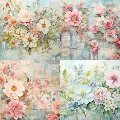 24PCS 6" Flowers in Garden Scrapbook & Cardstock Paper