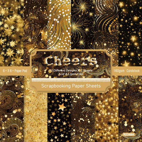 24PCS 6" Golden Cheers Scrapbook & Cardstock Paper