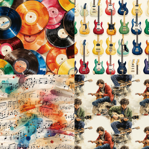 24PCS 6" Guitar Theme Scrapbook & Cardstock Paper