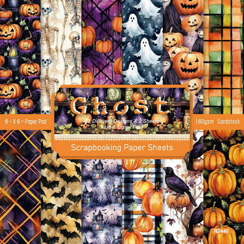 24PCS 6" Halloween Ghost Scrapbook & Cardstock Paper