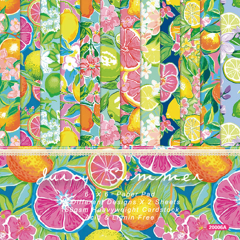 24PCS 6" Juicy Summer Scrapbook & Cardstock Paper