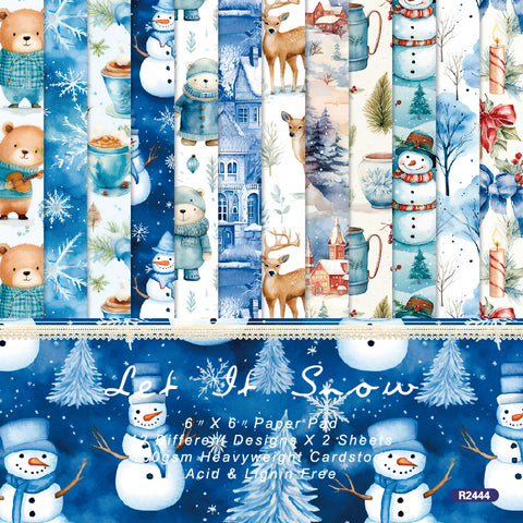 24PCS 6" Let it Snow Scrapbook & Cardstock Paper