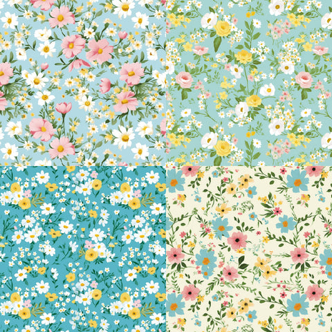 24PCS 6" Little Flowers Scrapbook & Cardstock Paper