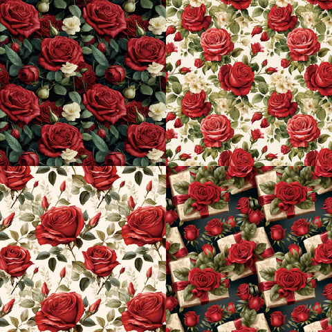 24PCS 6" Red Rose Scrapbook & Cardstock Paper