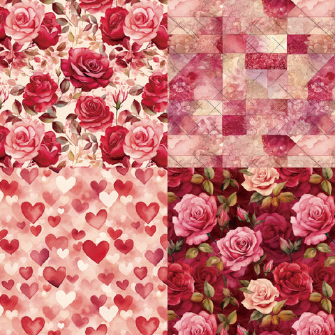 24PCS 6" Romantic Roses Scrapbook & Cardstock Paper