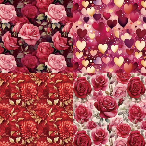 24PCS 6" Romantic Roses Scrapbook & Cardstock Paper