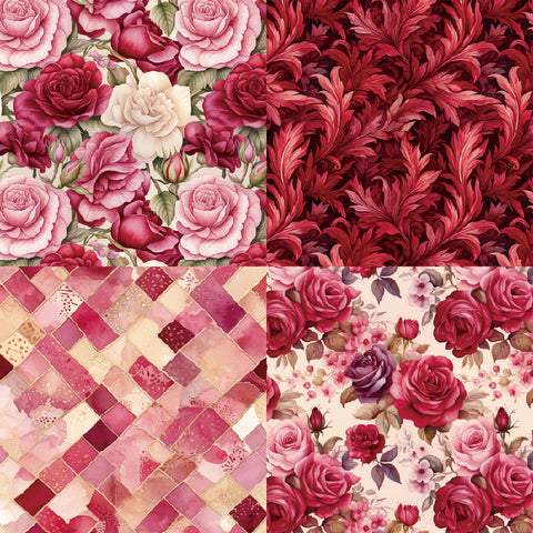 24PCS 6" Romantic Roses Scrapbook & Cardstock Paper