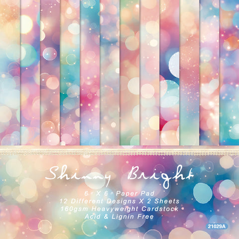 24PCS 6" Shinny Bright Scrapbook & Cardstock Paper