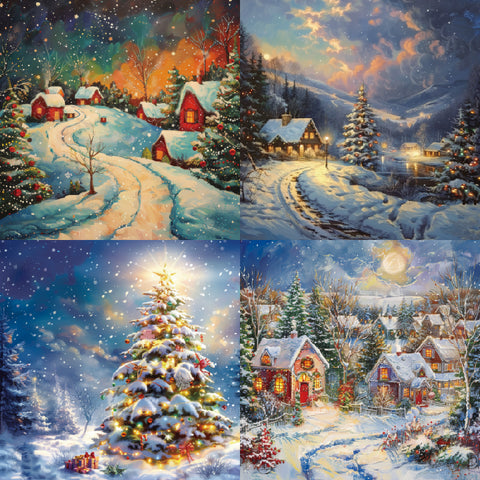 24PCS 6" Snowy Night Scrapbook & Cardstock Paper