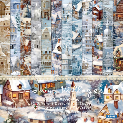 24PCS 6" Snowy Villages Scrapbook & Cardstock Paper