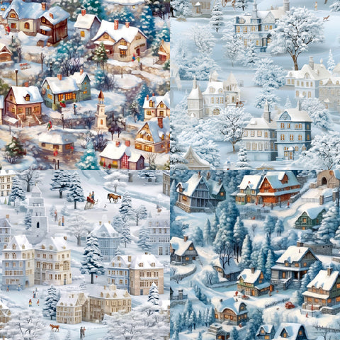 24PCS 6" Snowy Villages Scrapbook & Cardstock Paper