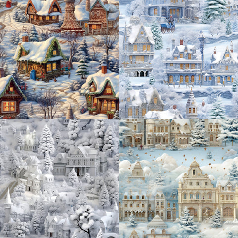 24PCS 6" Snowy Villages Scrapbook & Cardstock Paper