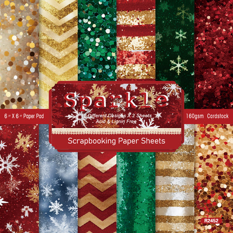 24PCS 6" Sparkle Theme Scrapbook & Cardstock Paper