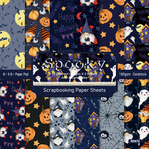 24PCS 6" Spooky Halloween Scrapbook & Cardstock Paper