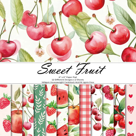 24PCS 6" Sweet Fruit Scrapbook & Cardstock Paper