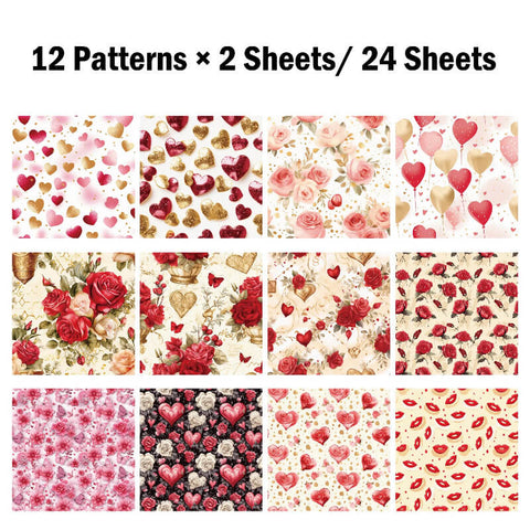 24PCS 6" Sweet Valentine Day Scrapbook & Cardstock Paper