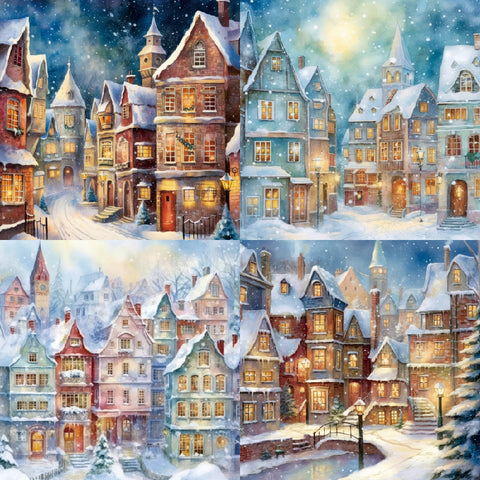 24PCS 6" Winter Style Buildings Scrapbook & Cardstock Paper