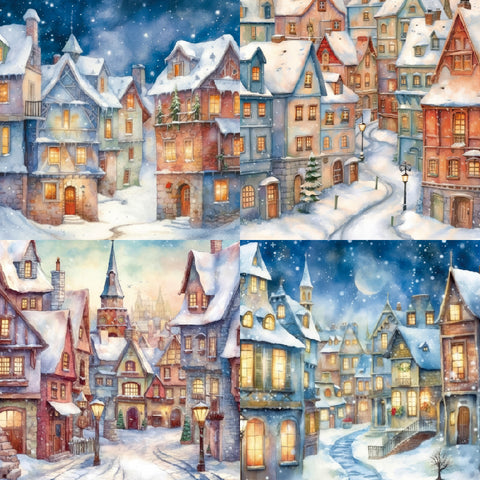 24PCS 6" Winter Style Buildings Scrapbook & Cardstock Paper