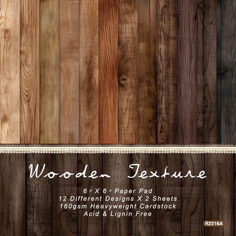 24PCS 6" Wooden Texture Scrapbook & Cardstock Paper