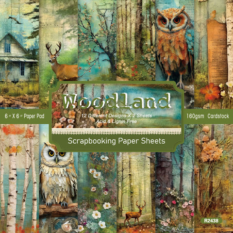 24PCS 6" Woodland Theme Scrapbook & Cardstock Paper