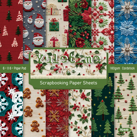 24PCS 6" Yuletime Theme Scrapbook & Cardstock Paper