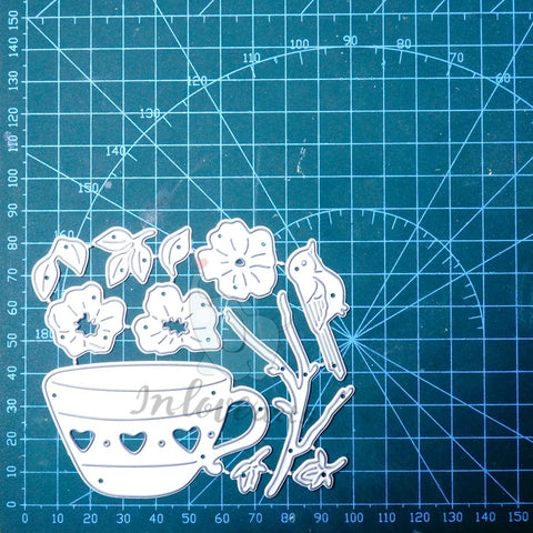 Inlovearts Cup Flower Bird Cutting Dies
