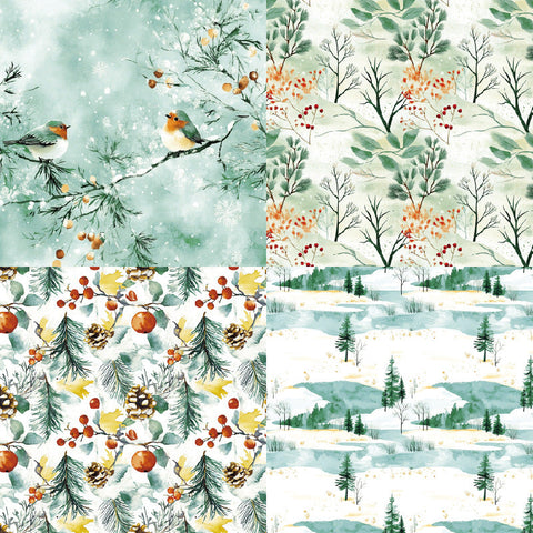 Inlovearts 24PCS 6" Snow Laden Bough Scrapbook & Cardstock Paper