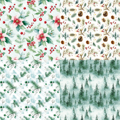 Inlovearts 24PCS 6" Snow Laden Bough Scrapbook & Cardstock Paper