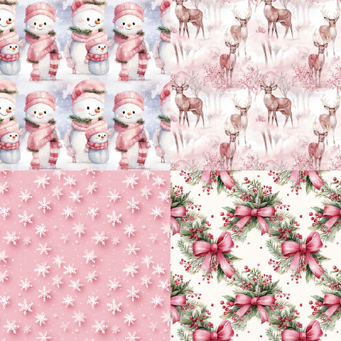 Inlovearts 24PCS 6" Rosy Yuletide Scrapbook & Cardstock Paper