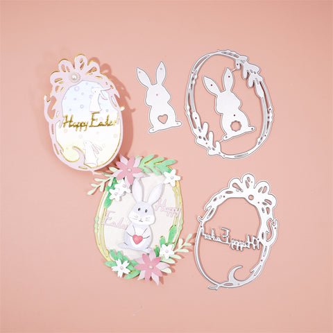Inlovearts Happy Easter with Cartoon Bunny Cutting Dies