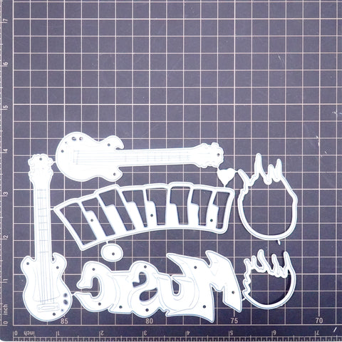 Inlovearts Piano Guitar Music Word Cutting Dies