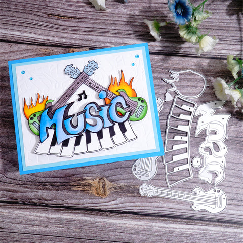 Inlovearts Piano Guitar Music Word Cutting Dies