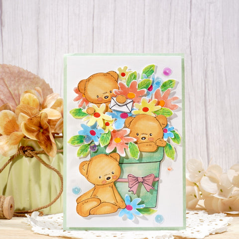 Inlovearts Bear in the Flowerpot Cutting Dies