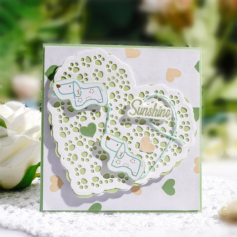 Inlovearts Dog Footprint in Heart Shape Cutting Dies