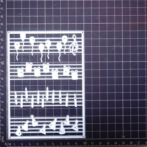 Inlovearts Musical Staff with Balloons and Bunting Metal Cutting Dies