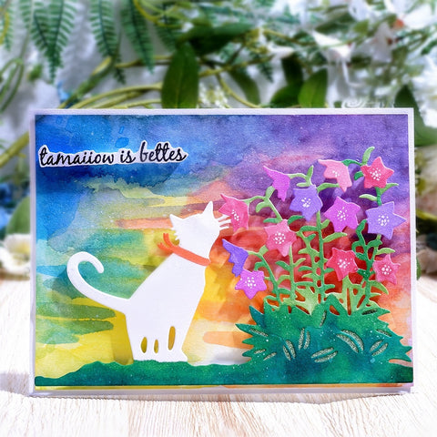 Inlovearts Cat Smelling Flowers Cutting Dies