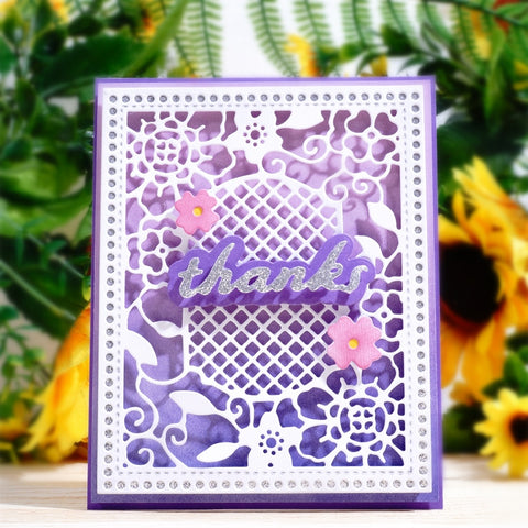 Inlovearts Grid and Flower Frame Background Board Cutting Dies